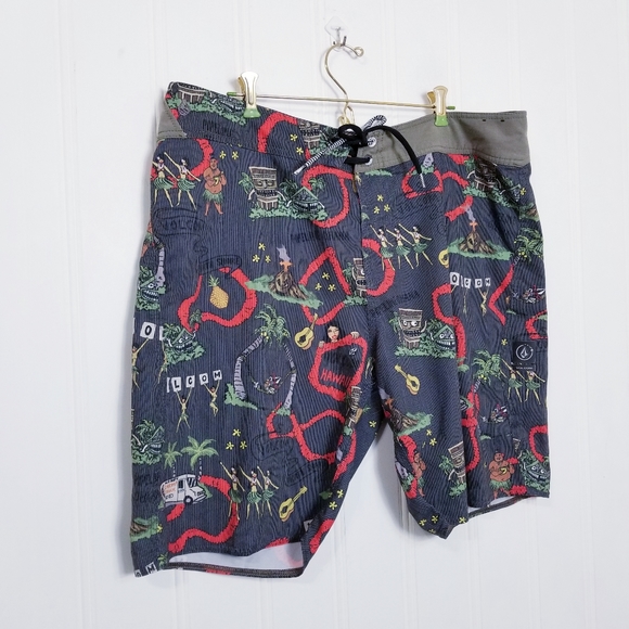 Swim Board Shorts Hula Girl Hawaiian Print Poshmark